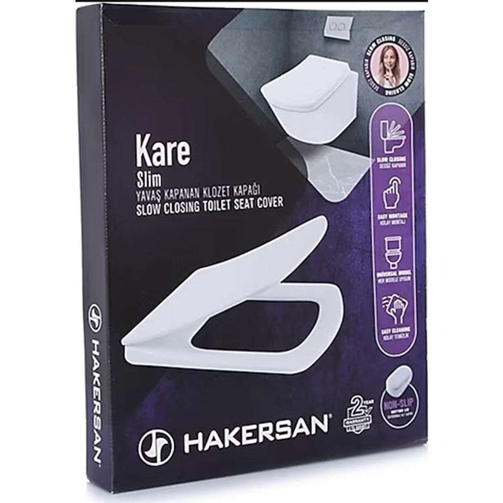 HAKERSAN SLİM TUVALET KAPAĞI KARE BEYAZ