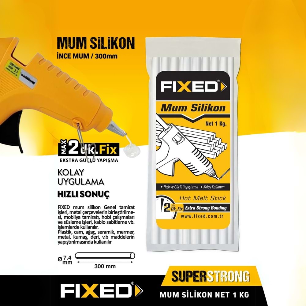FIXED İNCE MUM SİLİKON PAKET 1 KG-300 MM ŞEFFAF