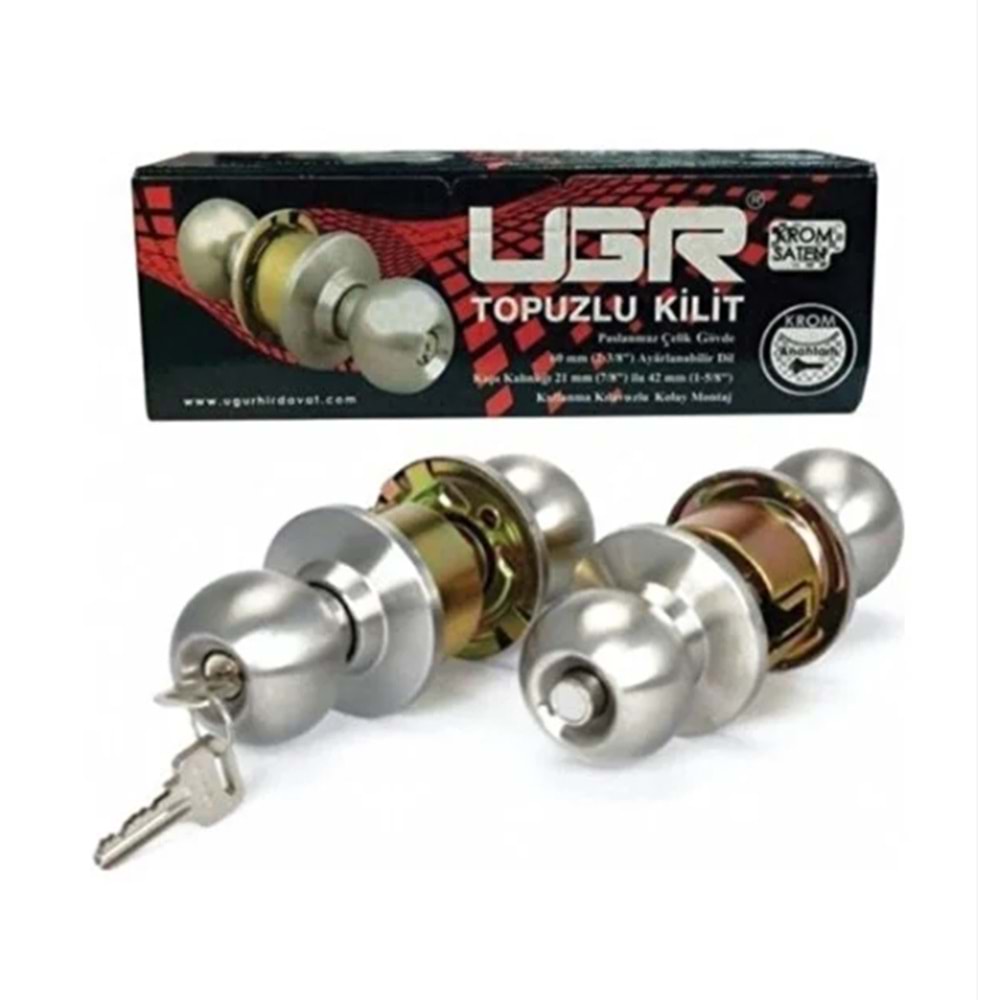 UGR TOPUZLU OTEL KAPI KİLİDİ 60 MM 2-3/8 İNÇ SATEN