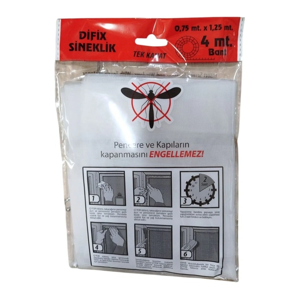 SİNEK TELİ TÜL HAZIR TEK KANAT 0.75*1.25 CM BEYAZ DİFİX