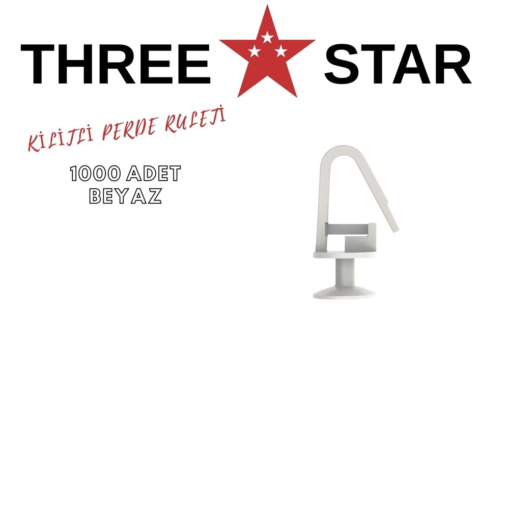 THREE STAR KİLİTLİ PERDE RULETİ 1000 ADET BEYAZ