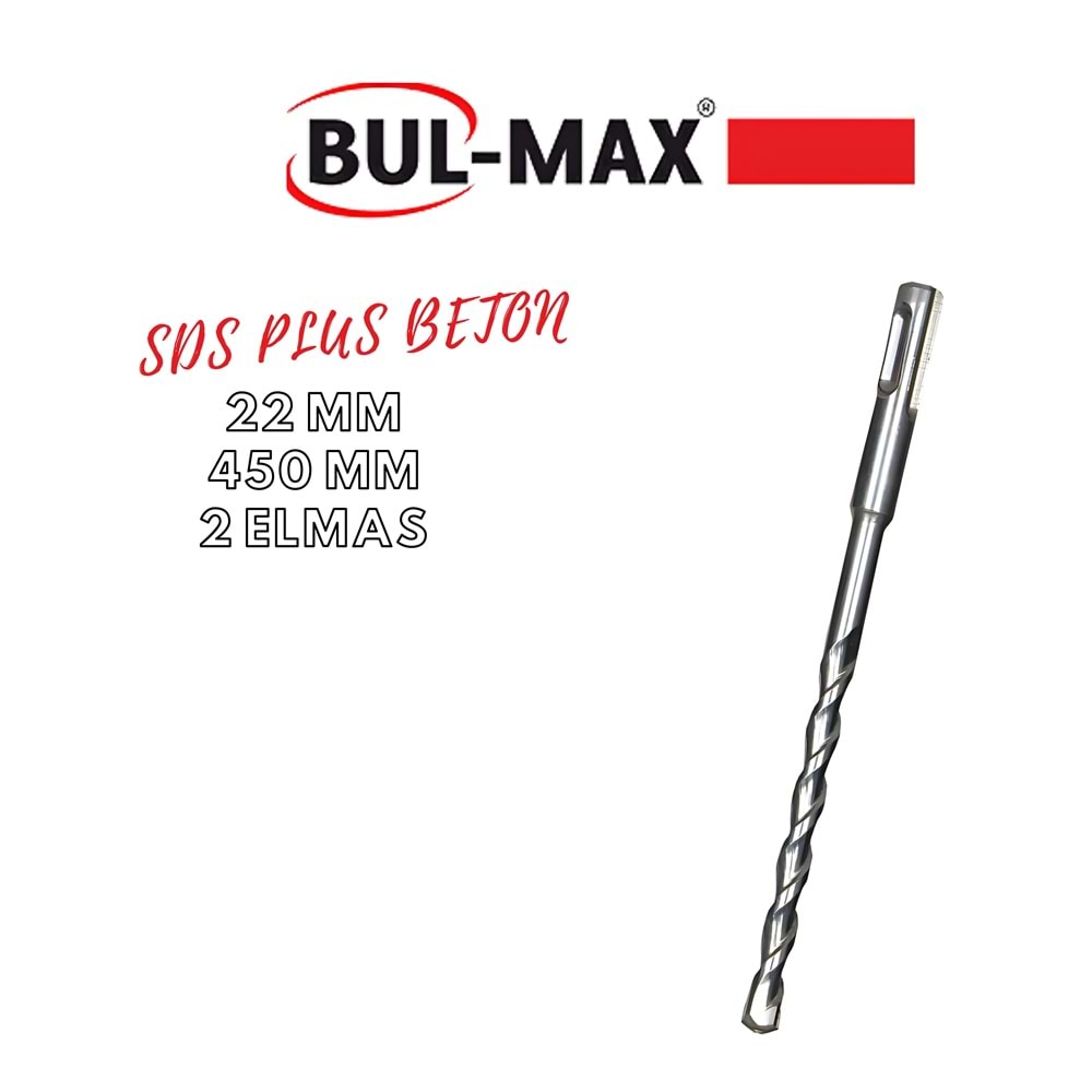 BUL-MAX SDS PLUS 2 ELMAS BETON MATKAP UCU 22*450 MM SİLVER