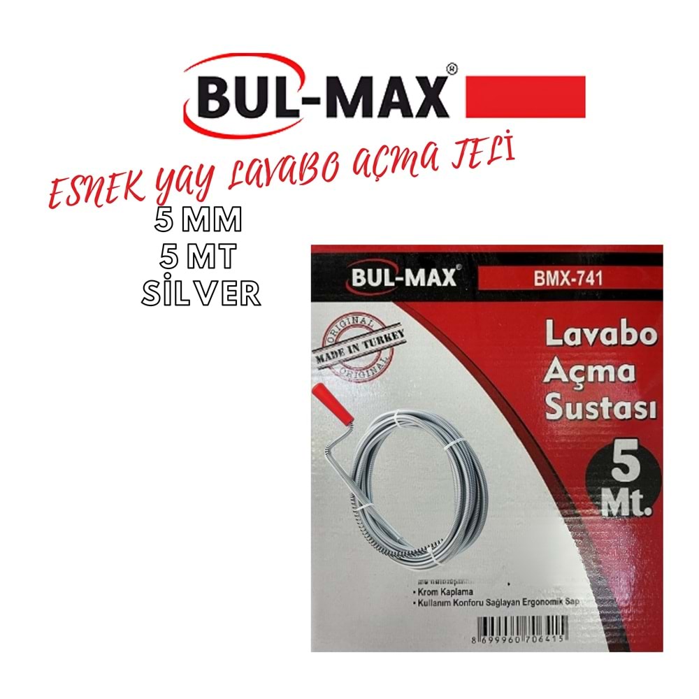 BUL-MAX SPRAL ESNEK YAY LAVABO AÇMA TELİ 5 MM*5 MT SİLVER