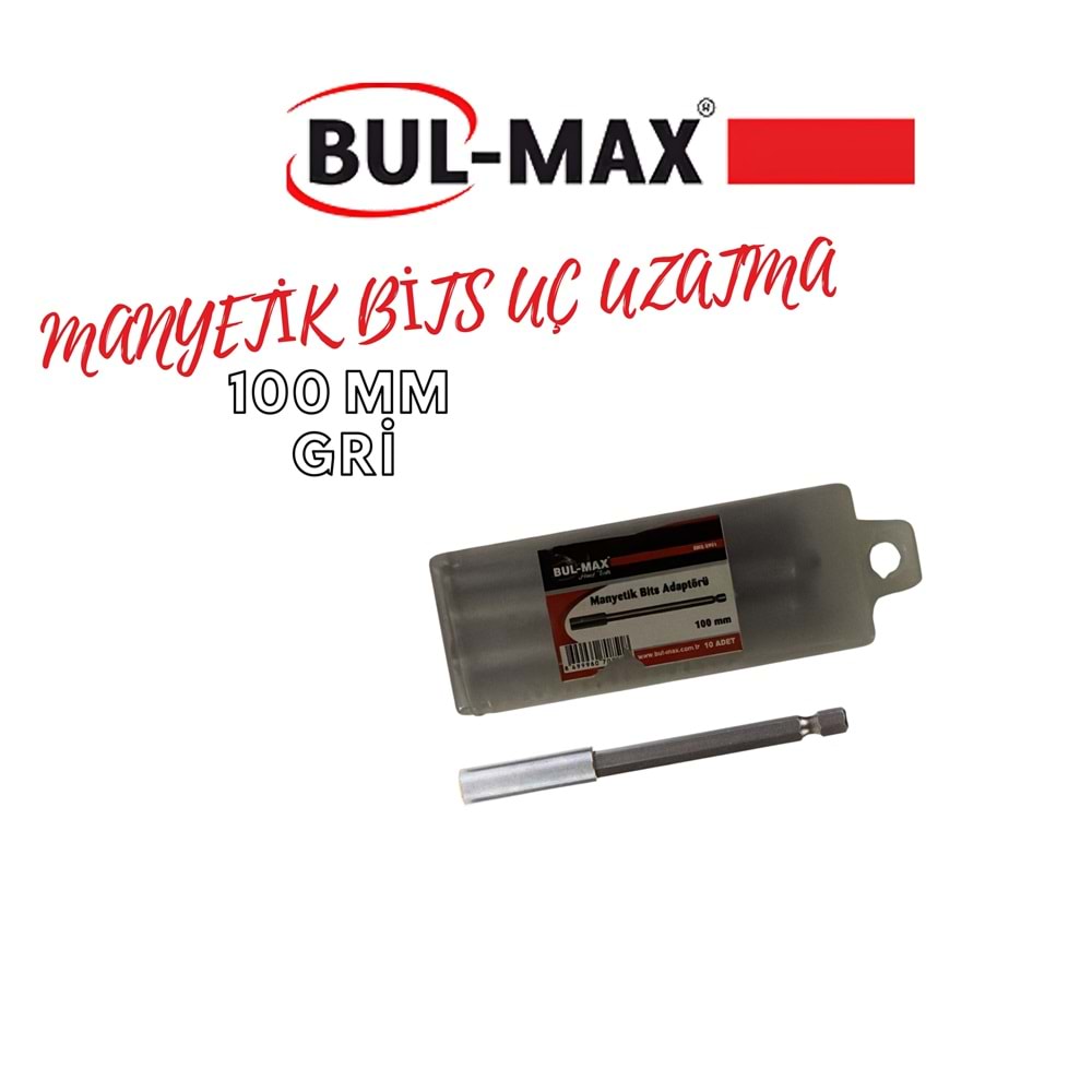 BUL-MAX MANYETİK BİTS UÇ UZATMA 100 MM GRİ