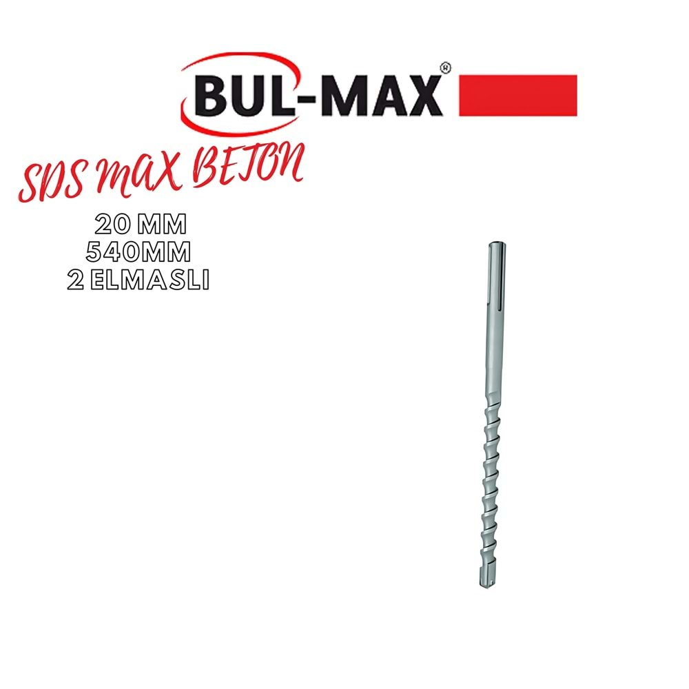 BUL-MAX SDS MAX 2 ELMAS BETON MATKAP UCU 20*540 MM SİLVER