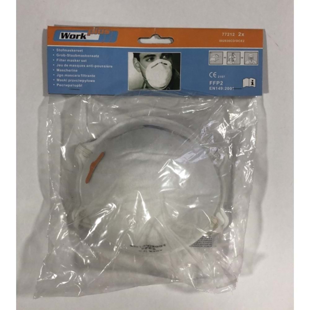 TOZ MASKESİ-FİLTRELİ-2 Lİ SET-WORK-PLUS-BEYAZ-SARI