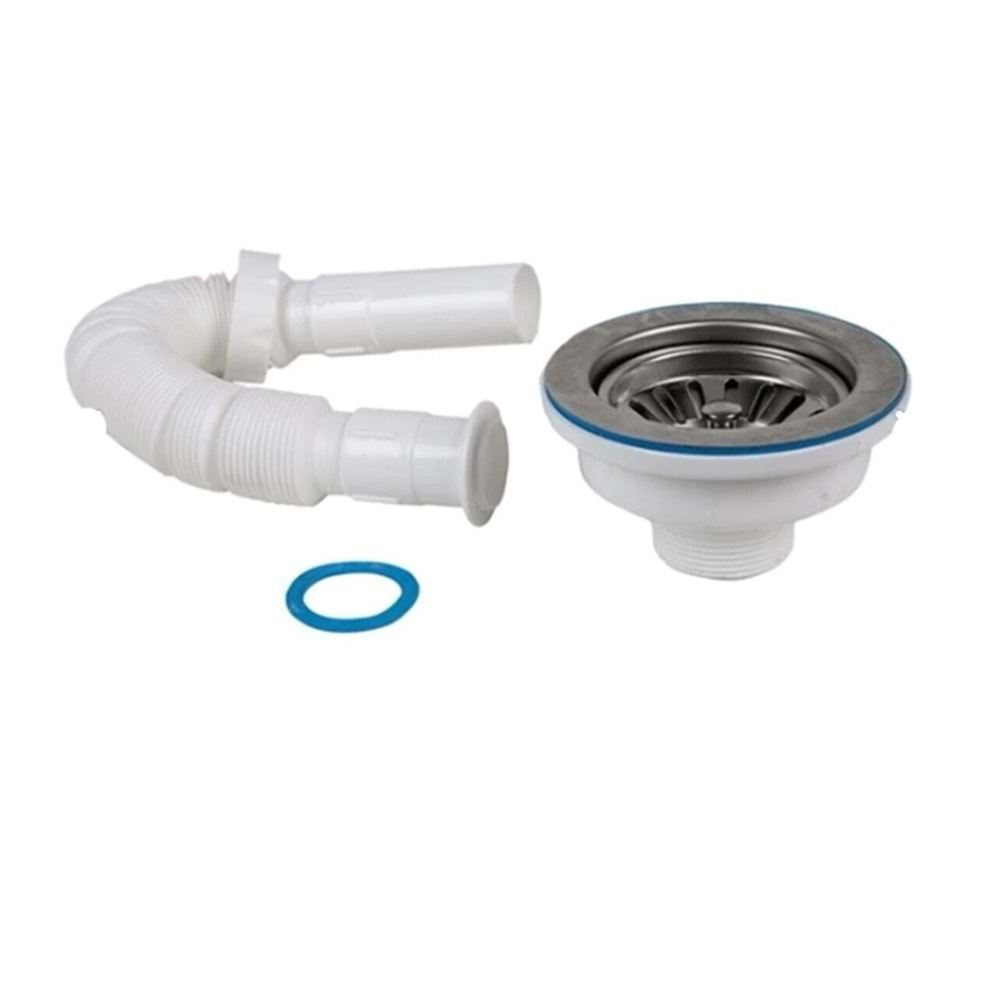 ÖZBEST -PLASTTURCA TAŞMASIZ EVYE SİFONU TEKLİ ÇÖPMAK BEYAZ