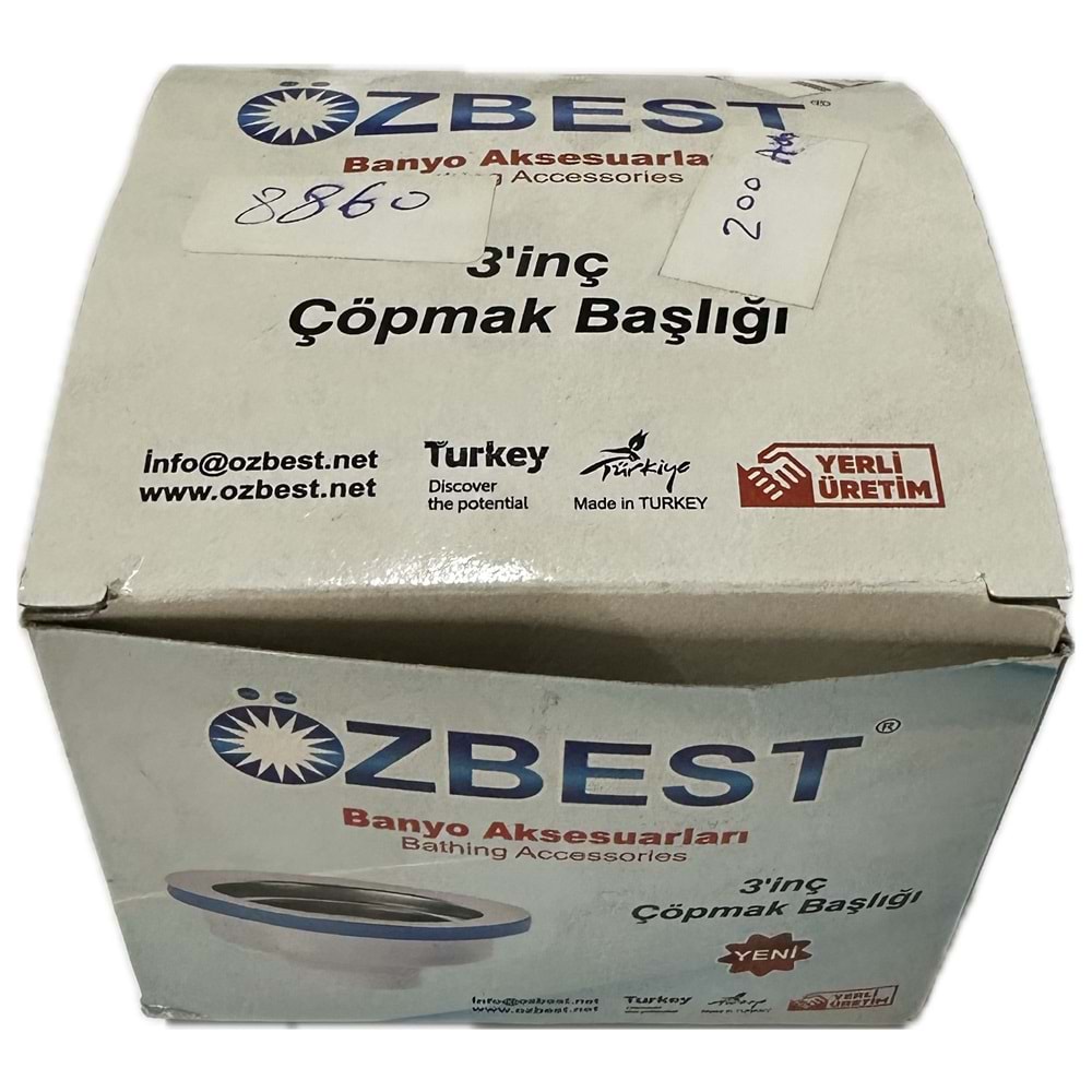ÖZBEST ÇÖPMAK BOŞ KAFA 3 İNÇ BEYAZ