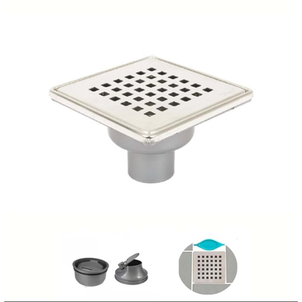 BRAZA ALT ÇIKIŞ YER SÜZGECİ 15*15*3 İNÇ BEYAZ