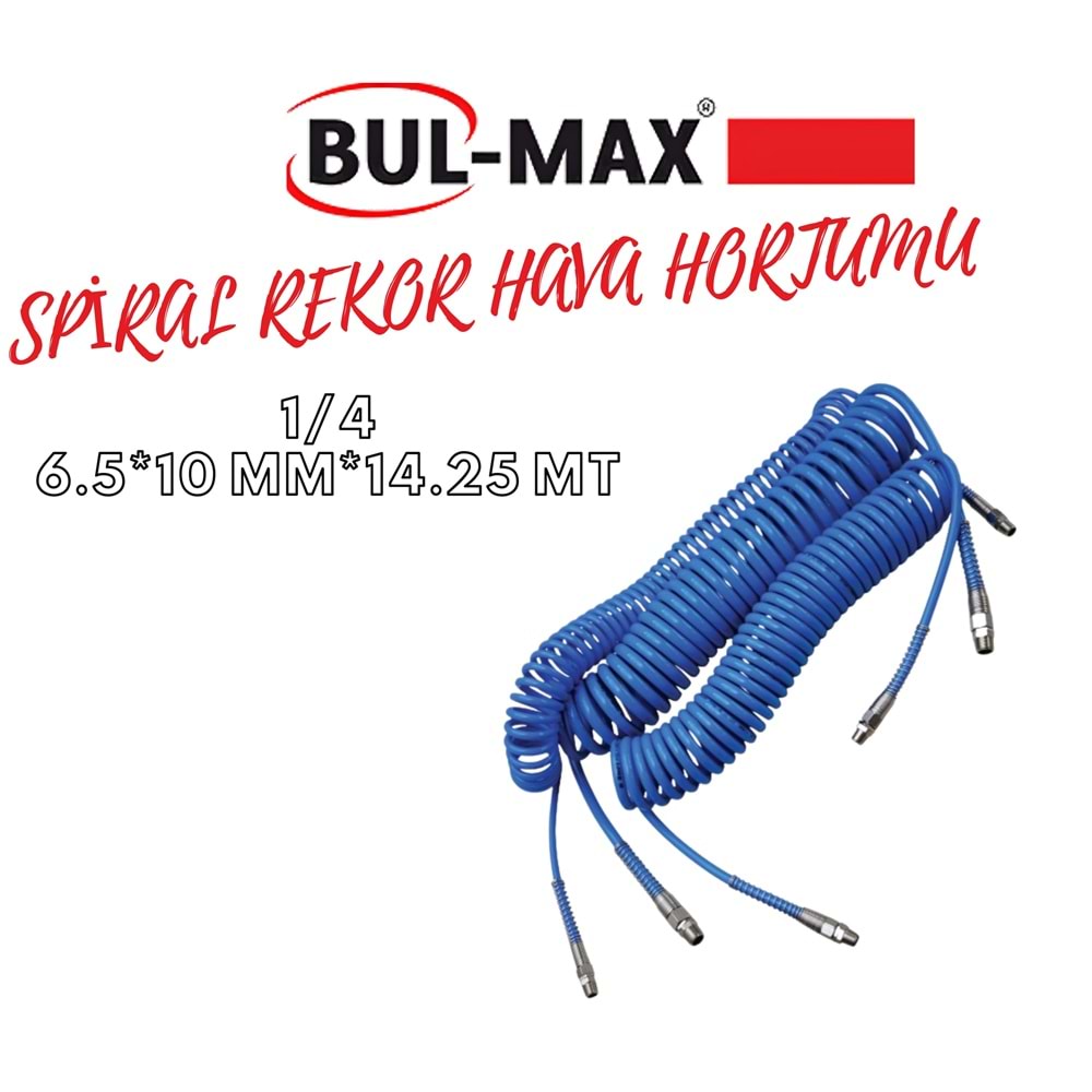 BUL-MAX SPİRAL REKOR HAVA HORTUMU 1/4 6.5*10 MM*14.25 MT MAVİ