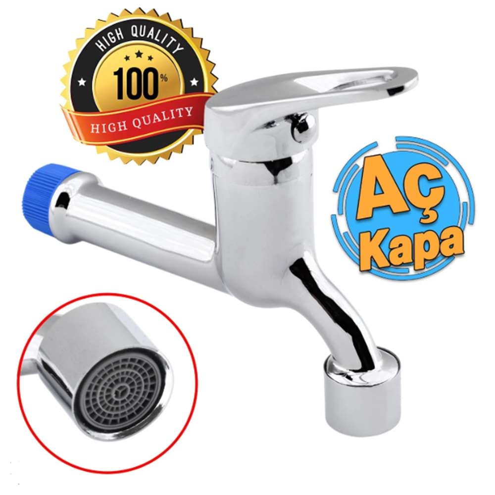BAHÇE ÇEŞMESİ AÇ-KAPA 1/2-3/4 KROM-MAVİ Y.A.Ş