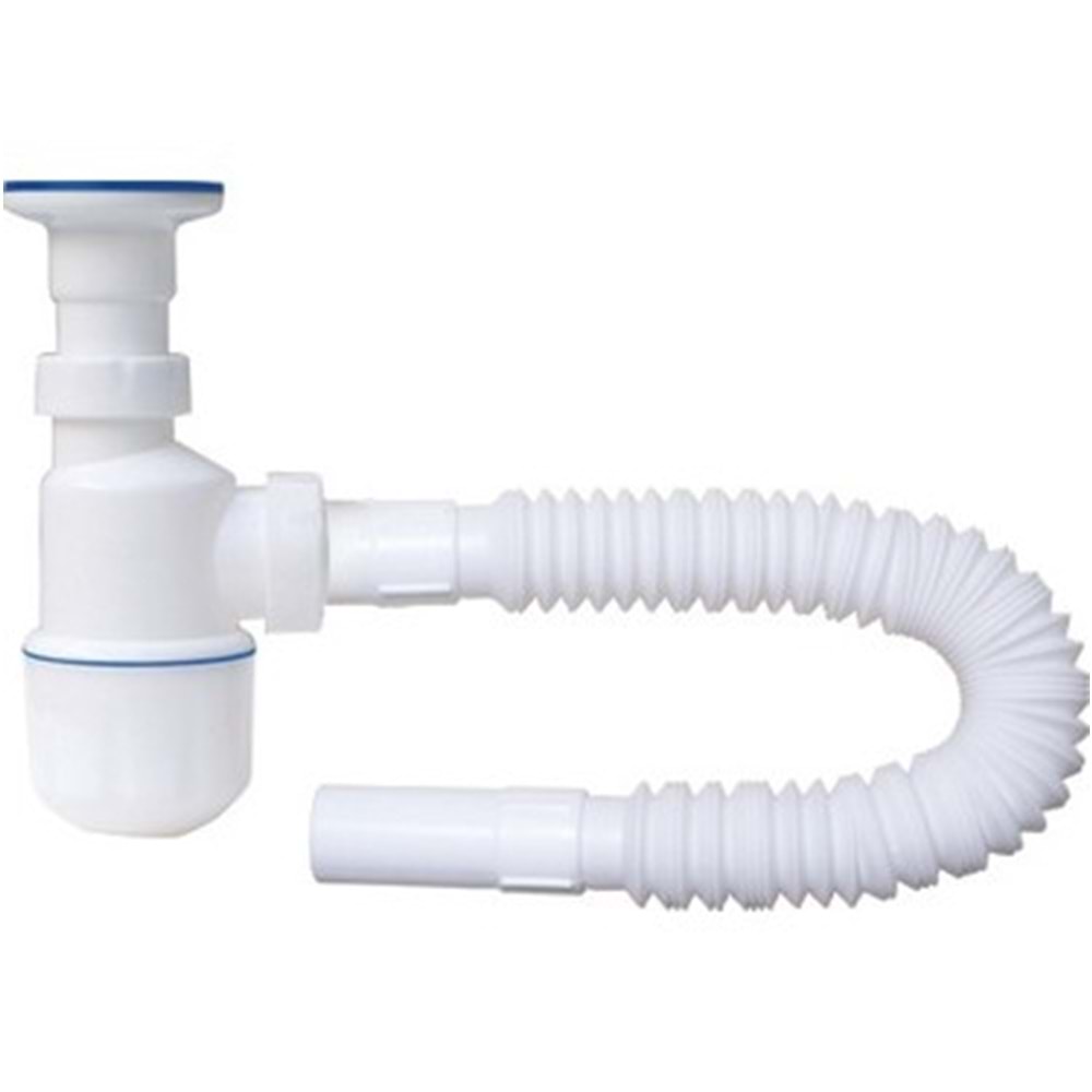 ÖZBEST TAŞLI KÖRÜKLÜ LAVABO SİFONU 32 ÇIKIŞ BEYAZ