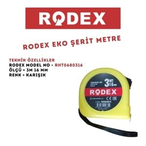 RODEX EKO ŞERİT METRE 3M*16 MM KARIŞIK RHT0680316