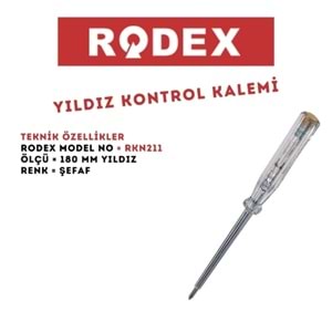 RODEX RKN211 YILDIZ KONTROL KALEMİ 180 MM ŞEFFAF