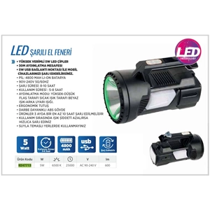 FENER-LED-ŞARJLI-5W-4800MA-KLAUS-YEŞİL