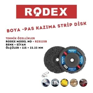 RODEX BOYA -PAS KAZIMA STRİP DİSK 115*22.23 MM GÖBEK SİYAH RZS115B