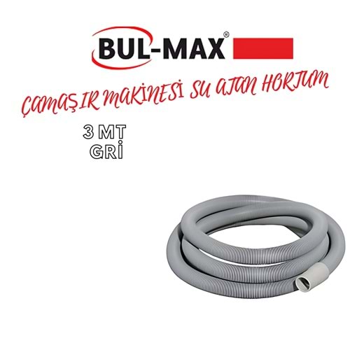 BUL-MAX ÇAMAŞIR MAKİNESİ SU ATAN HORTUM 3 MT GRİ
