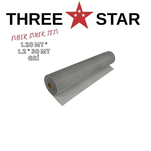 THREE STAR YANMAZ FİBER SİNEK TELİ 1.20 MT2 1.2*30 MT GRİ
