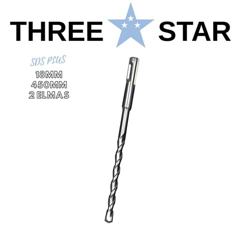 THREE STAR SDS PLUS 2 ELMAS BETON MATKAP UCU 18*450 MM SİLVER