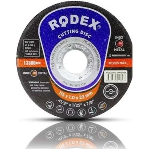 DEMİR KESME TAŞI İNOX 115*1.0*22 SİYAH RODEX SRM10115N
