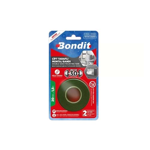 AYNA BANDI ÇİFT TARAF MONTAJ 20 MM*1.5 MT BONDİT MAVİ