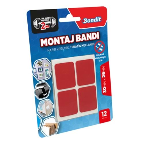 BONDİT ÇİFT TARAFLI MONTAJ BANDI 20MM*3MT MAVİ