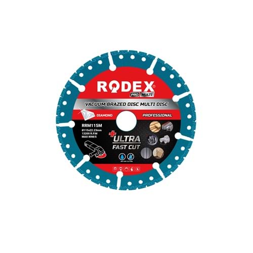 RODEX VAKUMLU METAL KESME MULTI TEPSİ 115 MM*22.23 MM MAVİ RRM115M
