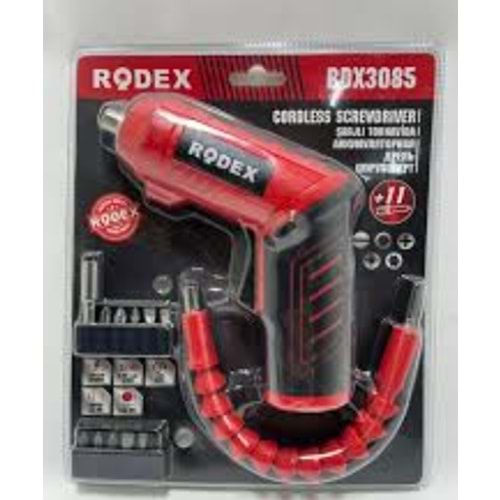 RODEX BLİSTER AKÜLÜ TORNAVİDA KÜÇÜK EL 6.35 MM 180RPM 2.5NM KIRMIZI RDX3085