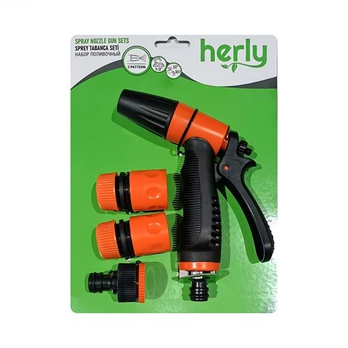 HERLY 2 FONKSİYON SU TABANCASI SET 4 PARÇA 1/2*3/4 İNÇ TURUNCU-SİYAH