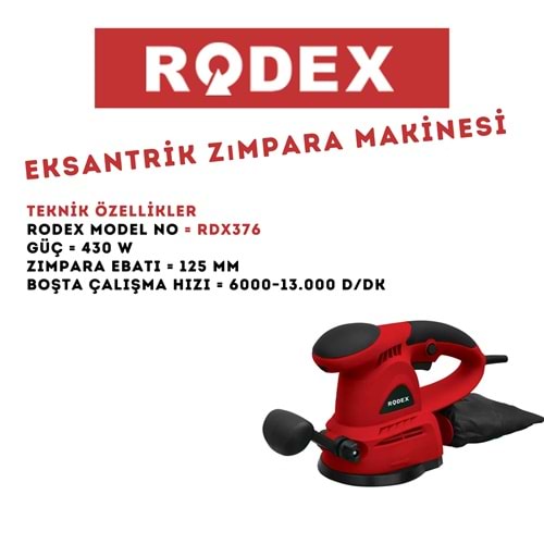 RODEX EKSANTRİK ZIMPARA MAKİNESİ 125/150 MM 430W RDX376