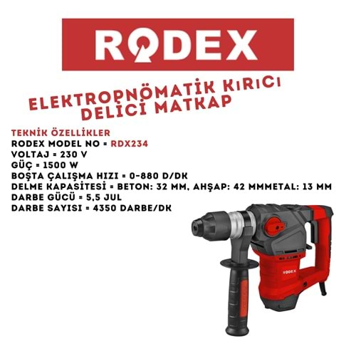 RODEX KIRICI DARBELİ MATKAP 32 MM 880RPM 1500W 5 RDX234