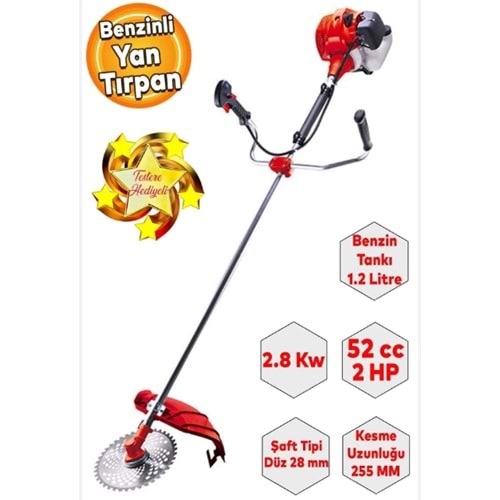 RODEX BENZİNLİ OT BİÇME MAKİNESİ YAN TİP 52 CC 2.8KW KIRMIZI RDX9635