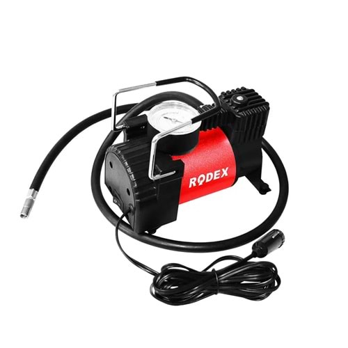 RODEX ARAÇ TEK SİL. HAVA KOMPRESÖR MİNİ 150PSI 12V 90W KIRMIZI-SİYAH RDX7301