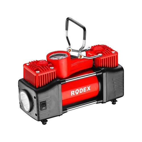 RODEX ARAÇ ÇİFT SİL. HAVA KOMPRESÖR MİNİ 150PSI 12V 210W KIRMIZI-SİYAH RDX7304