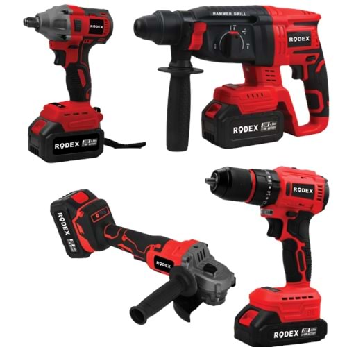 A.K 4LÜ MAKİNE SETİ 0V 3*4.0AH LI-ON D.MATKAP 45NMD+SOMUN SIKMA 300NM+KIRICI-DELİCİ 2.5J+AVUÇ TAŞLAMA 125 MM AKSESUARLI BMC