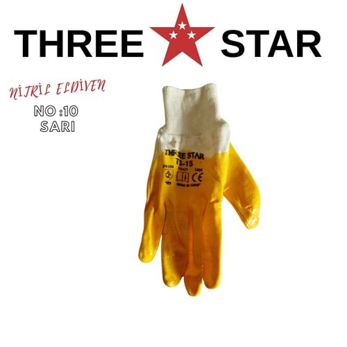 THREE STAR NİTRİL ELDİVEN NO:10 SARI