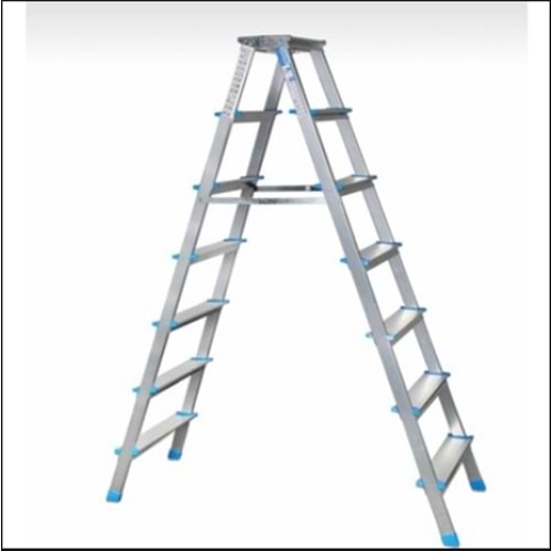 MERDİVEN ÇİFT ÇIKIŞ ALÜMİNYUM 7 BASAMAK SİLVER VİZYON