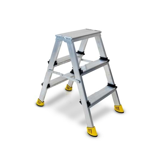 MERDİVEN ÇİFT ÇIKIŞ ALÜMİNYUM 3 BASAMAK SİLVER BEYKON