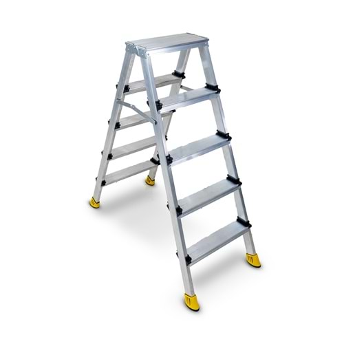 MERDİVEN ÇİFT ÇIKIŞ ALÜMİNYUM 5 BASAMAK SİLVER BEYKON