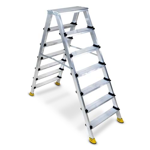 MERDİVEN ÇİFT ÇIKIŞ ALÜMİNYUM 7 BASAMAK SİLVER BEYKON