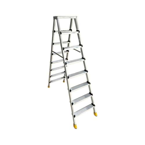 MERDİVEN ÇİFT ÇIKIŞ ALÜMİNYUM 8 BASAMAK SİLVER BEYKON