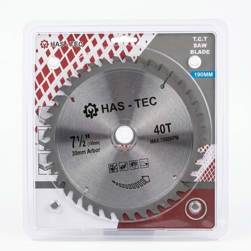 DAİRE TESTERE BIÇKISI SUNTA 190*24.5 MM*40 T HAS-TEC