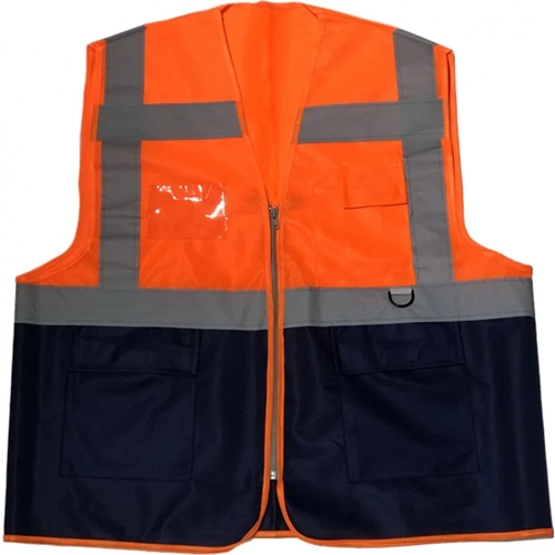 İŞ YELEĞİ MÜHENDİS POLYESTER ZİPLİ XL TURUNCU-MAVI GÜLAL