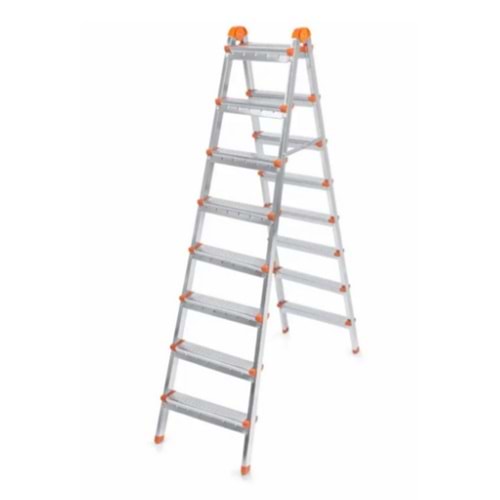 MERDİVEN ÇİFT ÇIKIŞ GALVANİZ 8 BASAMAK-AKROBAT SİLVER