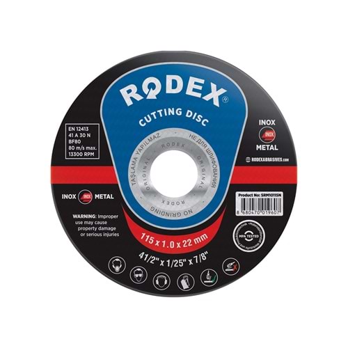 RODEX METAL KESME TAŞI 180X3.0X22 SİYAH SRM180