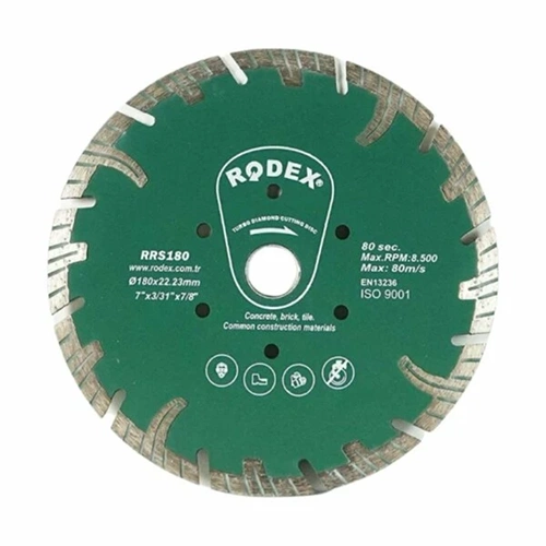 TURBO ELMAS KESME DİSKİ-UZUN-KESİK-180 MM-RODEX-YEŞİL RRS180