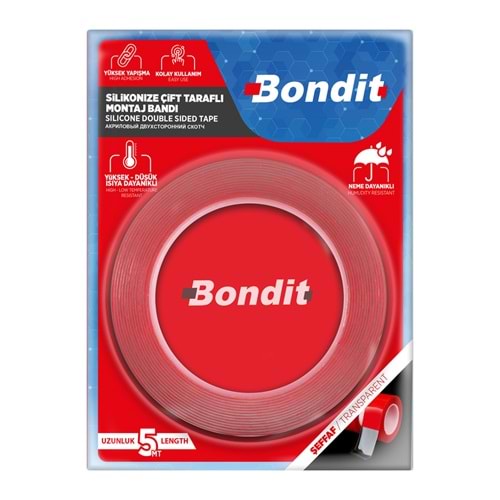 AYNA BANTI-ÇİFT TARAF-30MM*5MT-BONDİT-KIRMIZI