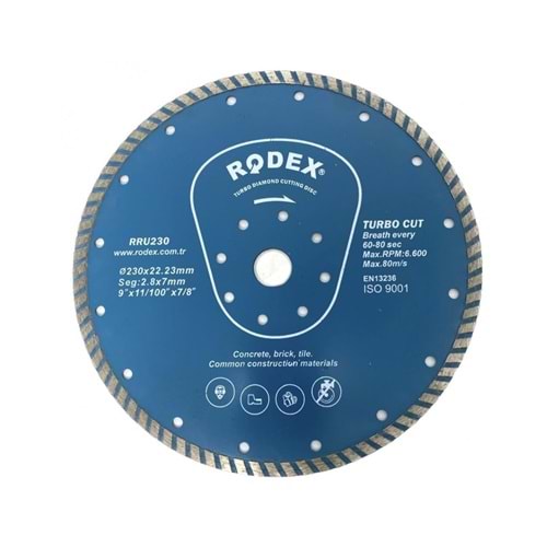 RODEX TURBO ELMAS SERAMİK KESME TEPSİ 230*20*22.23 MAVİ RRU230