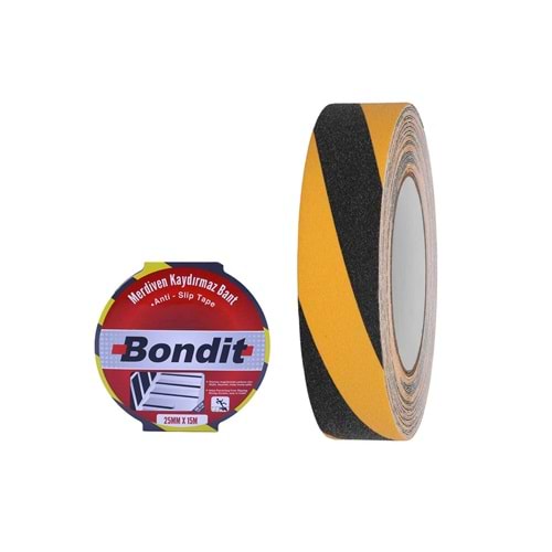 BONDİT YAPIŞKANLI KAYDIRMAZ BANT 25 MM*15 MT SARI-SİYAH