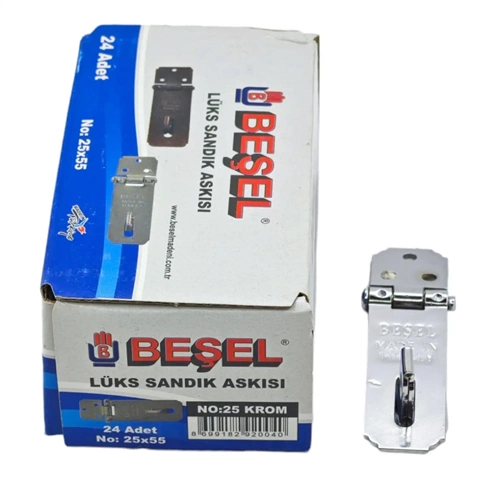 SANDIK ASKISI LÜX KİLİTLENEN NO:25*55 MM KROM BEŞEL